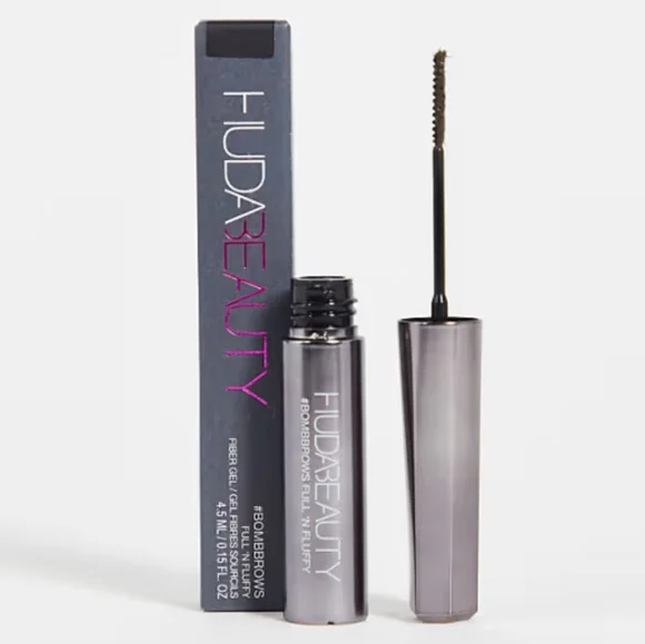 NIB $20 HUDA BEAUTY #BOMBBROWS Full ‘n Fluffy Fiber Brow Gel BLACK BROWN 7 - Picture 9 of 12